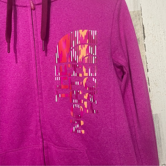 The North Face Vertical Spellout Logo Full Zip Hoodie Fuchsia Pink Purple size M - Picture 2 of 9